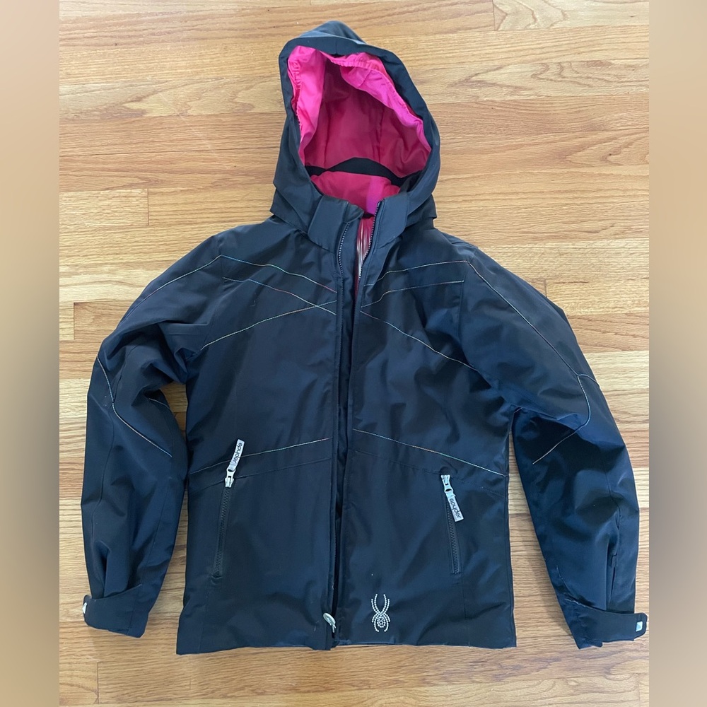 Girls Black & Pink Spyder Ski Jacket - Size 16